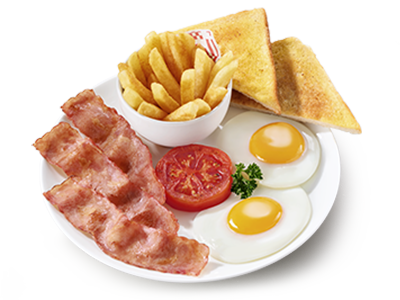 Streaky breakfast with bacon and egg