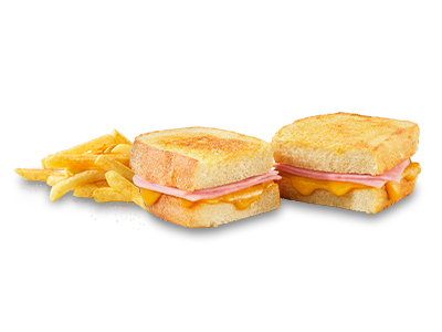 Ham and cheese toasted sandwich with chips