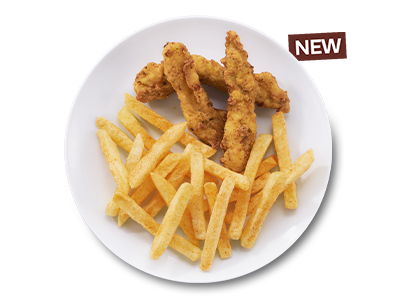Crumbed Chicken Sticks with chips