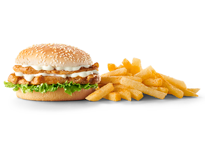 Chicken burger and chips