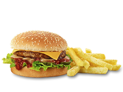 Cheese burger with chips