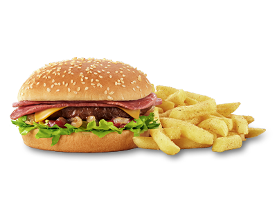 Bacon & Cheese Burger with chips