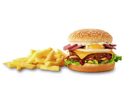 Champion burger with chips