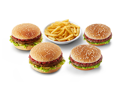 Family burger sharing meal