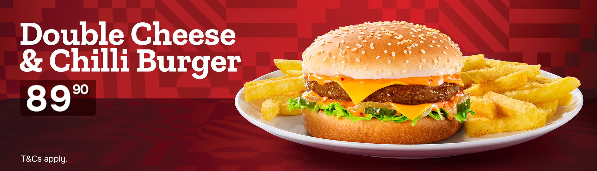 Double Cheese & Chilli Burger with Chips