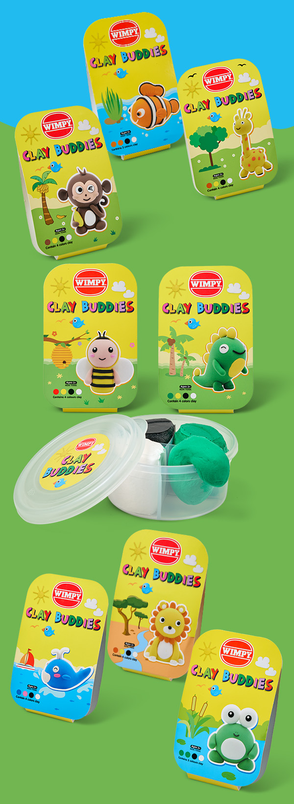Collect all 8 adorable Clay Buddies